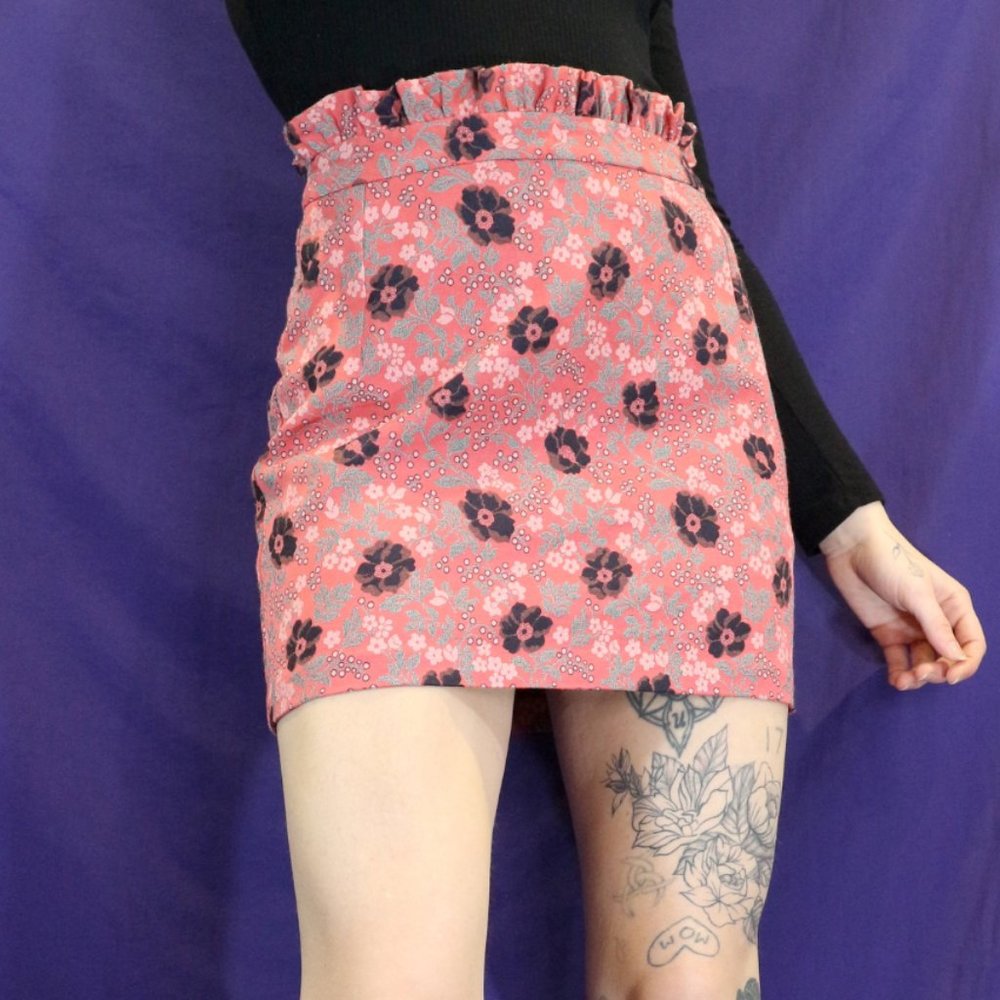Topshop Pink Floral Ruffle Top Mini Skirt